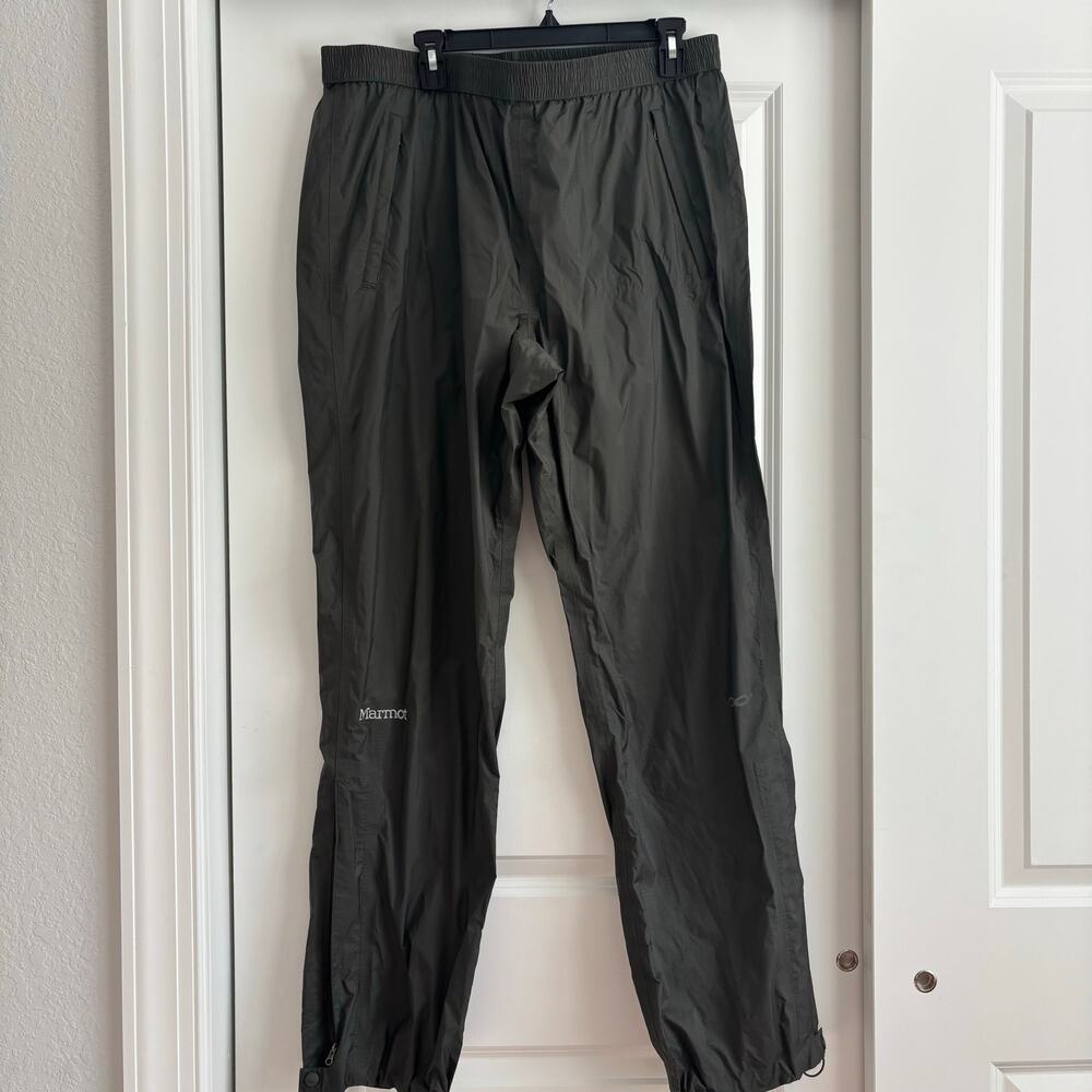 Marmot Men’s Rain Pants 100% Nylon Size XL Green Outdoor Hiking Ankle zip